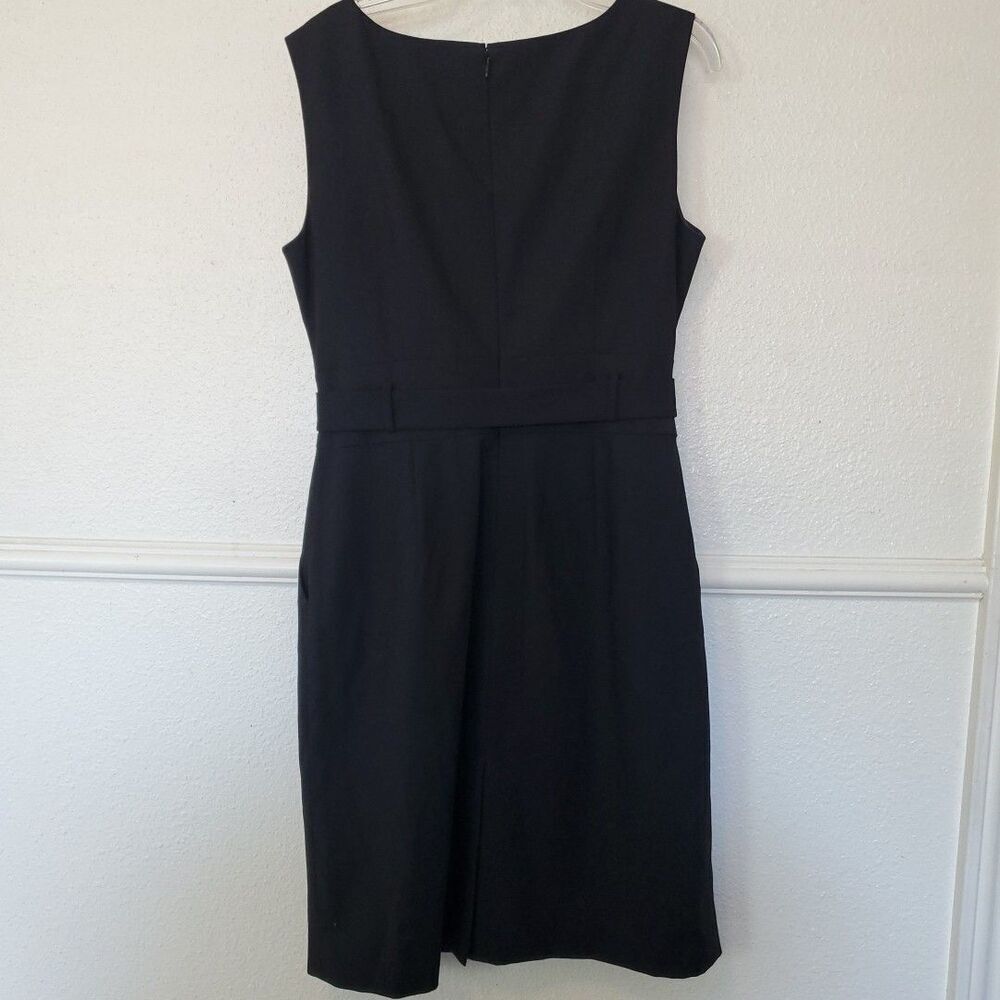 Banana‎ Republic Sz 6P Black Lined & Belted Sleeveless Sheath Dress with Pockets - Picture 10 of 16